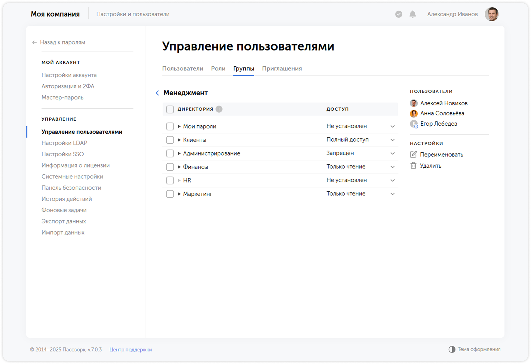 Список групп